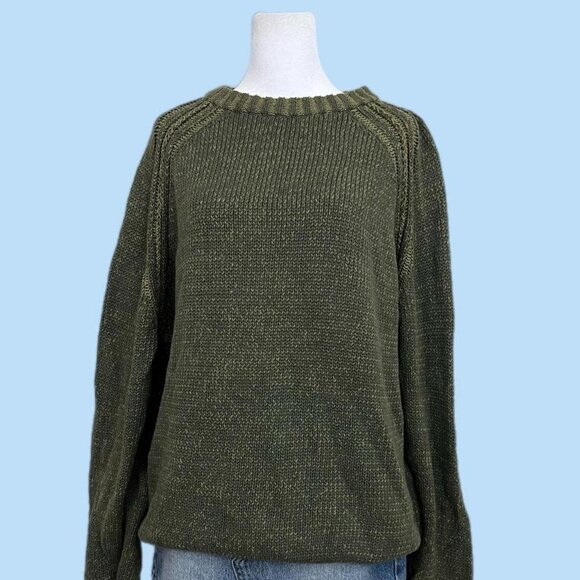 green chunky knit sweater earth tone essential basic skate grunge - Picture 1 of 8